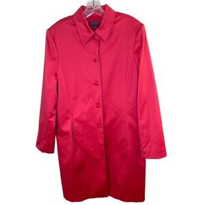 Classiques Entier Womens Size XL Red Tailored Trench Coat Vintage 90s Pockets
